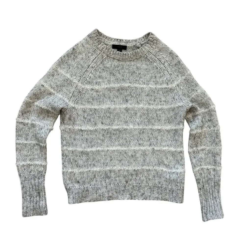J. Crew Wool‎ Knit Crew Neck Wool Sweater Stripe Gray Size XS